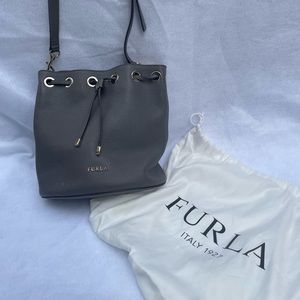 Gray Furla bucket bag